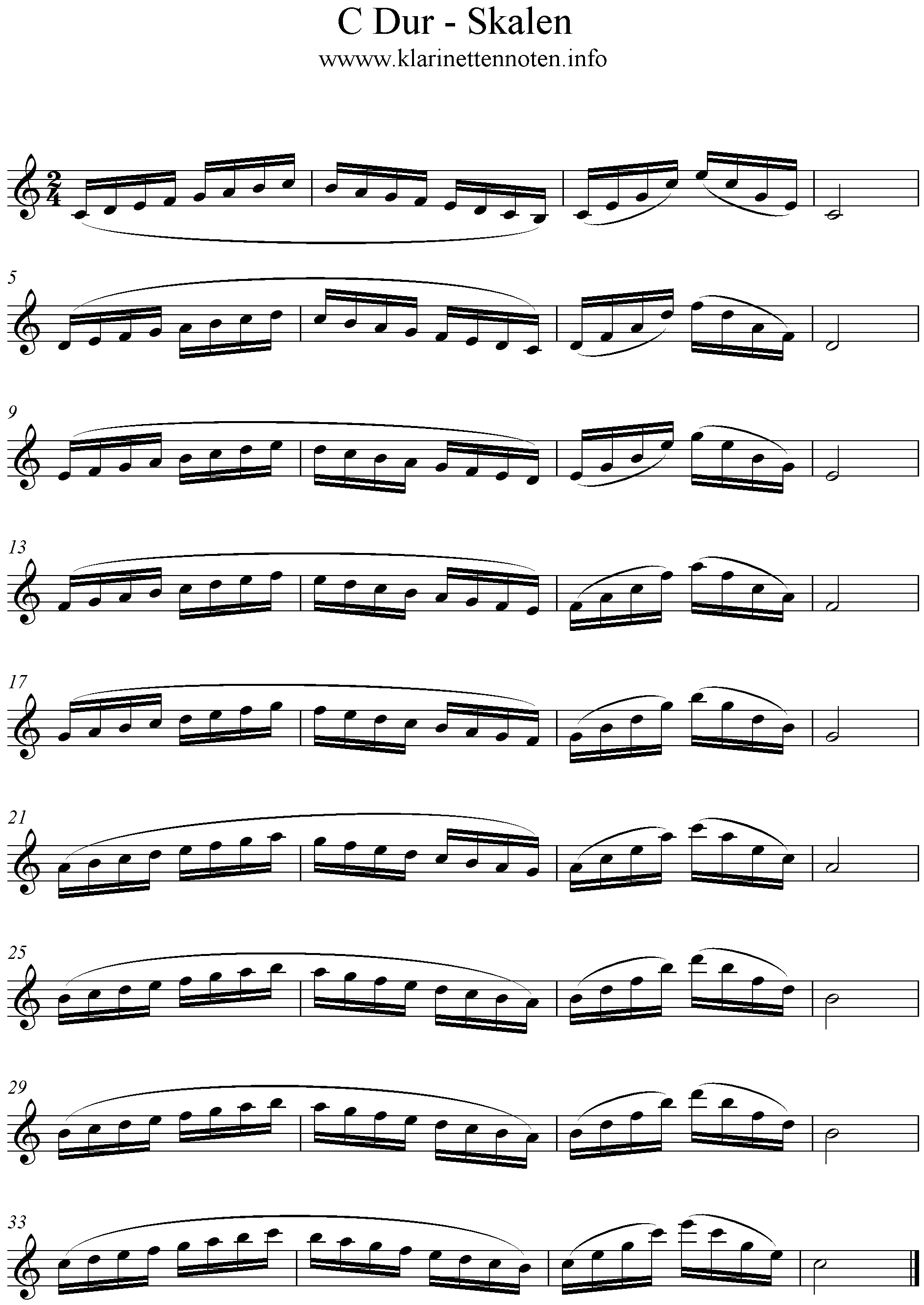 C-Dur Skalen Klarinette, Clarinet